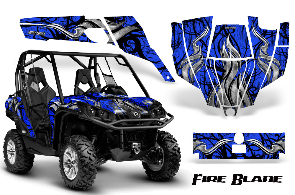 Can-Am Commander Graphics Kit Fire Blade Black Blue BB
